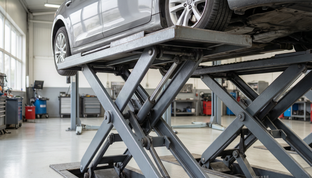 Car lift capacity guide - hydraulic two-post lift lifting a sedan