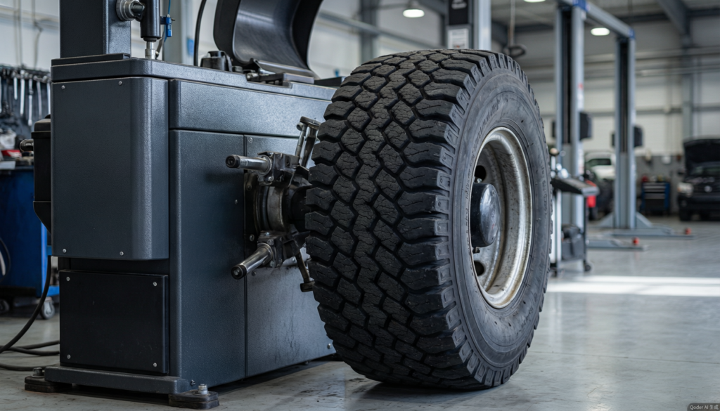 Heavy-duty truck wheel balancer with large capacity chuck system
