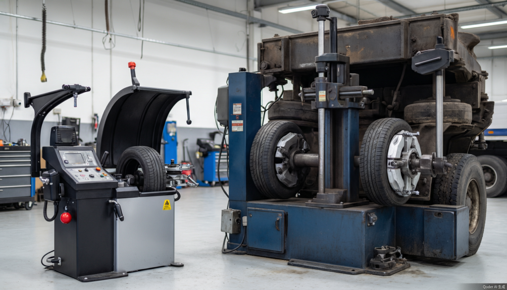 Comparison of different wheel sizes on a universal balancer platform